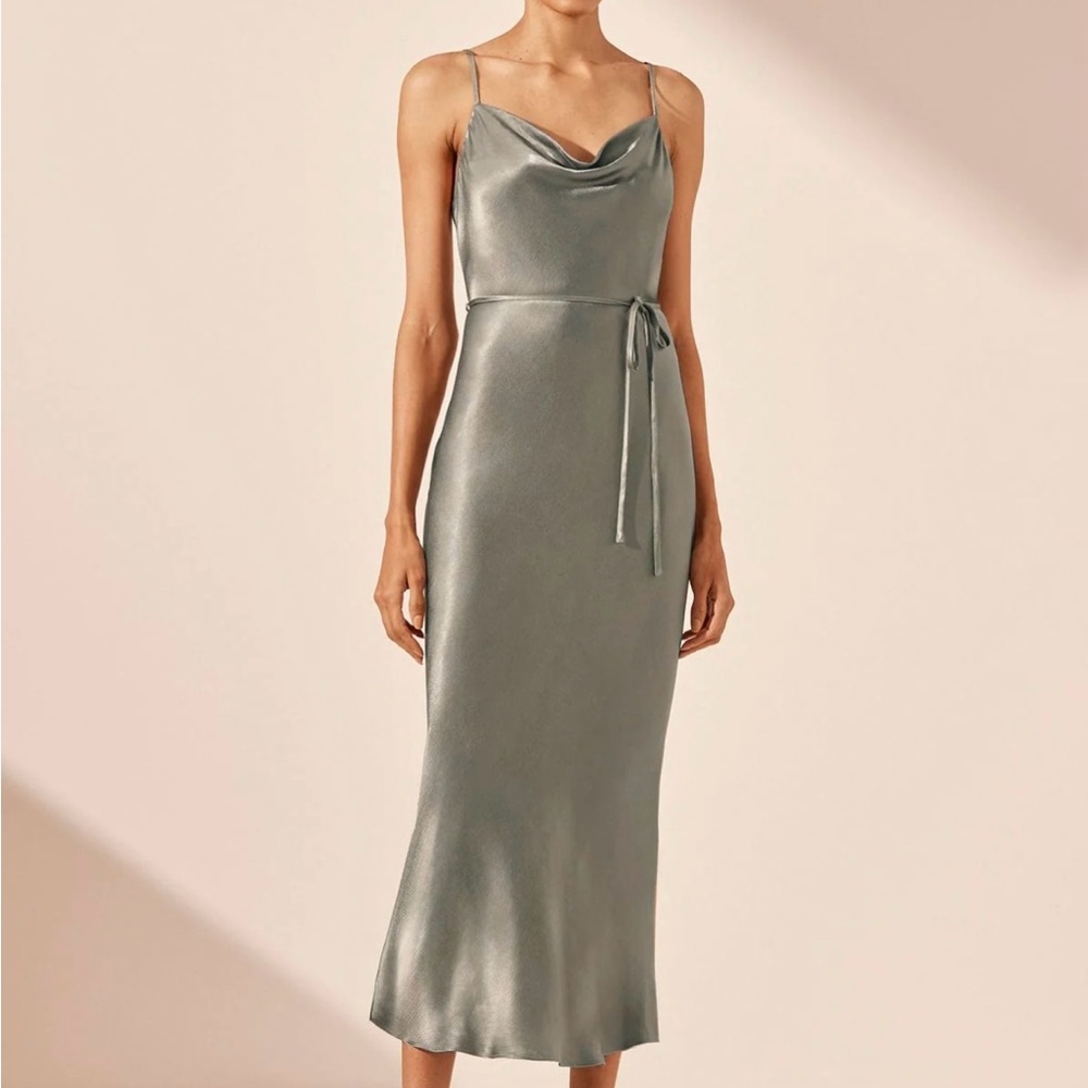 La Lune Bias Cowl Midi Dress - Sage